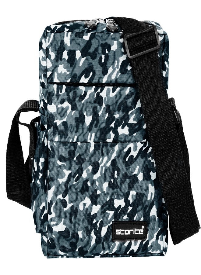 Storite Stylish Padded Mini Sling Bag for Men and Women, Small Passport Travel Bag and Small Sling Bag With Water Bottle Pocket (Grey - 16.5 x 8 x 25.5 cm) - Image 1